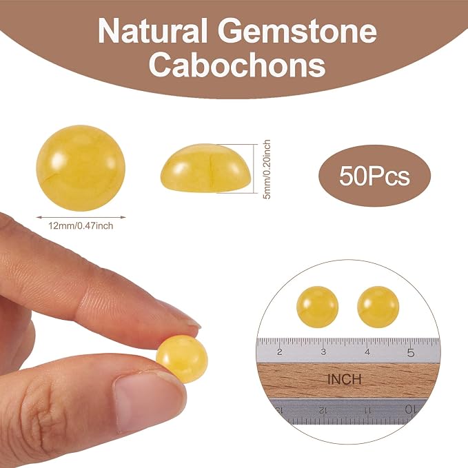 FASHEWELRY 50Pcs Natural White Jade Cabochons Flat Back Gemstone Cabochons 12mm - Image 2