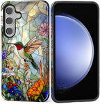 for Samsung Galaxy S23 FE Case, Hummingbird Wildflower Stained Glass Pattern by Teonvpu