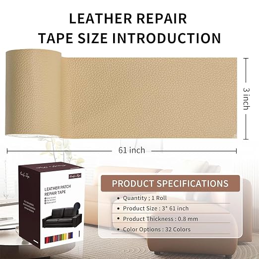 Leather Repair Patch Tape, Car Seat, Vinyl Leather Repair Kit - Image 2