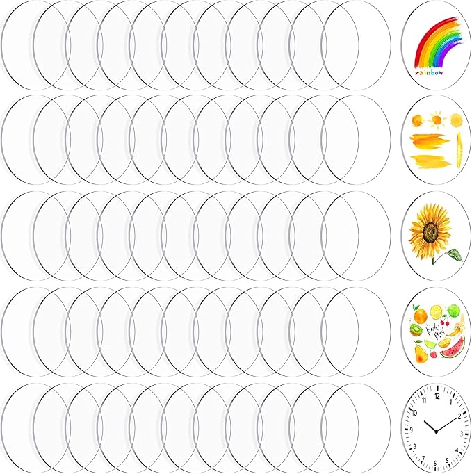 60 Pieces Transparent Acrylic Circle Discs Thick Round Acrylic Sheets Blanks by Zonon