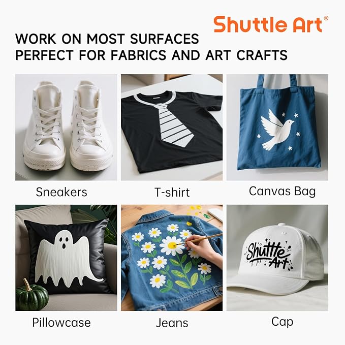 Shuttle Art White Fabric Paint, 4 oz Fabric Paint - Image 8