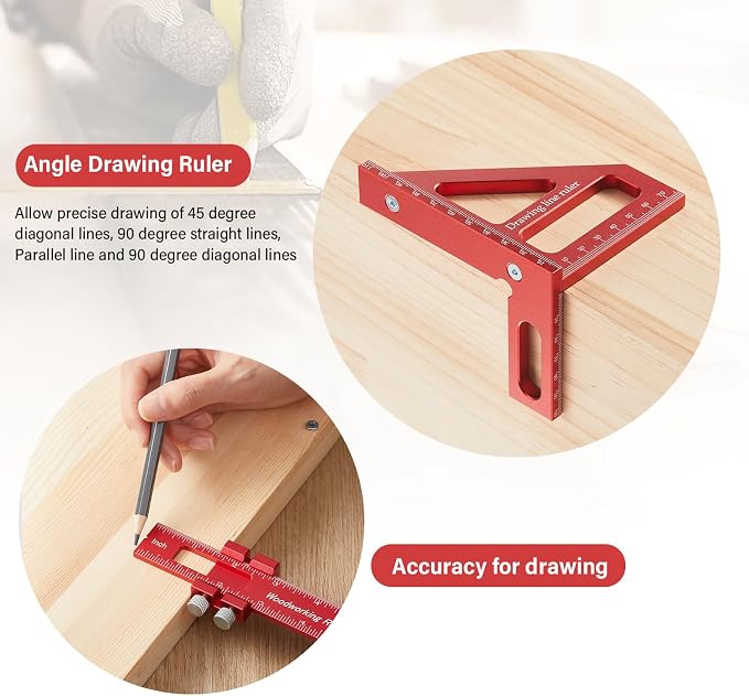 4 Pcs Woodworking Ruler, Metal Precision Pocket Rulers 12, 6 Inch - Image 3