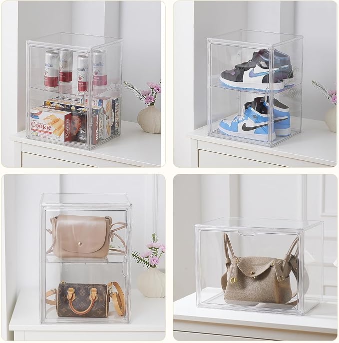 4 Tiers Clear Acrylic Display Case, Plastic Storage Bins - Image 5