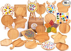 CHICSHIS 16 Pack Large Wooden Mosaic Bases – Assorted Shapes DIY Coaster Blanks by Unknown