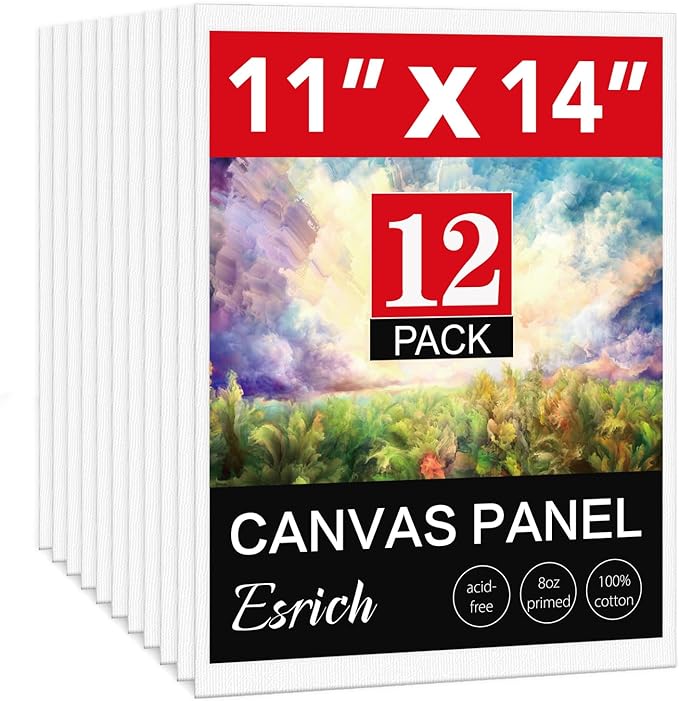 Canvases for Painting 11x14 Inch, 12 Pack Blank Painting Canvas Boards for by ESRICH