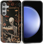 Case for Samsung Galaxy S25 Plus Case, Skeleton Reader Goth Floral Design by Kapadiy