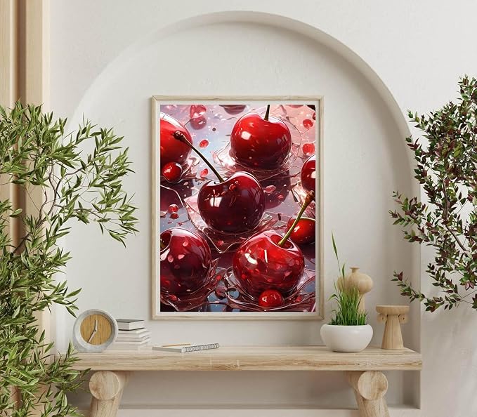 Pink Diamond Art Kits for Adults, Cherry Diamond Painting 12x16 Inch | Full - Image 6