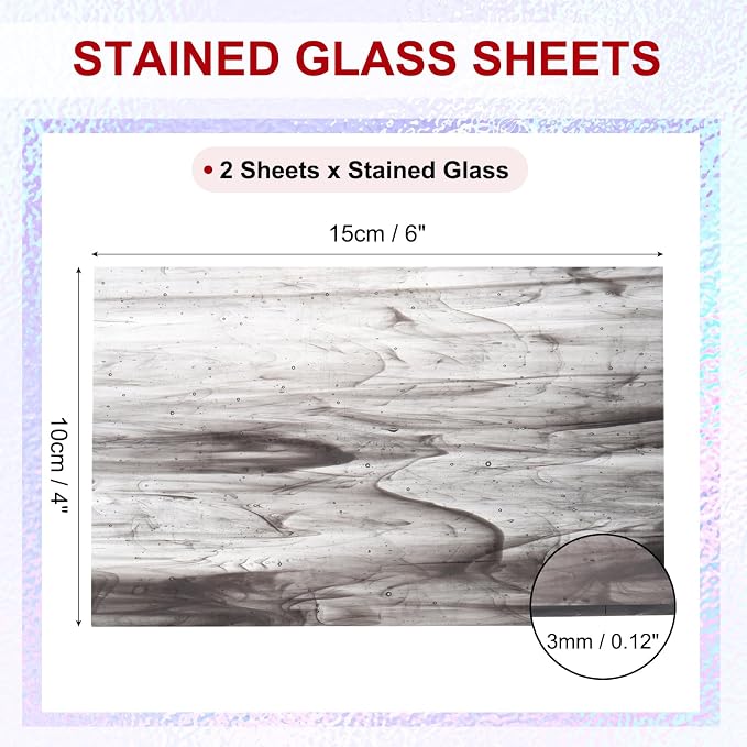 PATIKIL 4 x 6 Inch Transparent Stained Glass Sheets, 2 Sheets Mosaic Glass - Image 2