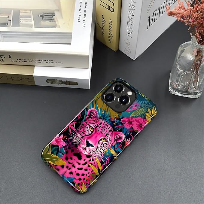 ZHEGAILIAN Case for iPhone 15 Pro, Panther Leopard Flower Durable Shockproof - Image 4