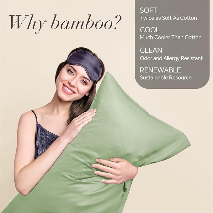 BEDELITE Standard Pillow Cases Set of 2, Rayon Derived from Bamboo, Cooling - Image 2