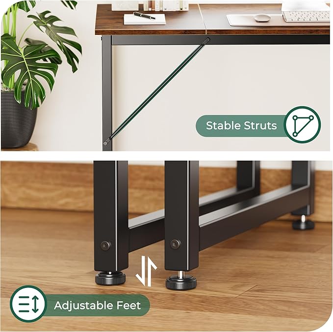 Huuger Computer Desk, 70 Inch Office Desk, Gaming Desk - Image 9