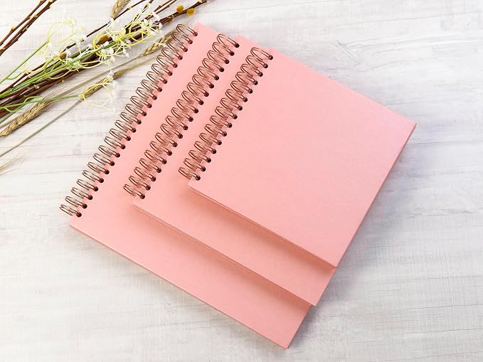 potricher 8 x 8 Inch DIY Scrapbook Photo Album 80 Pages Thick Kraft Blank Pink - Image 6