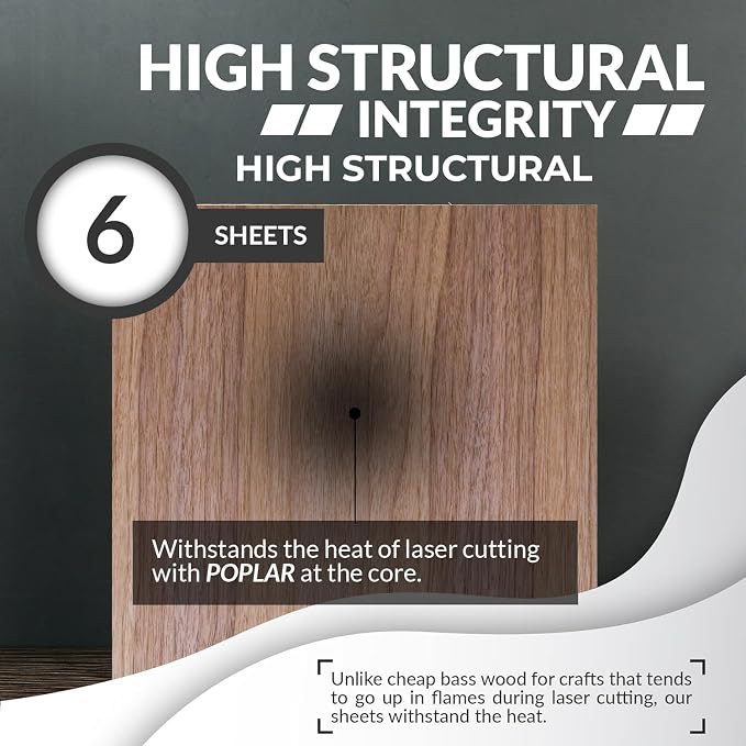 Walnut Plywood Sheets for Crafts 1/8 inch, 3mm Plywood Sheet for Laser Cutting - Image 5
