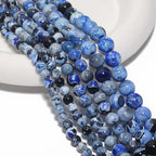 35pcs Round Loose Blue&Grey Fire Agate Beads - Image 3