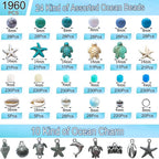 1960Pcs Ocean Beads for Bracelets Making Kit, Sea Turtle Seashell Starfish - Image 4