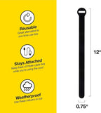 Self-Gripping Cable Ties by Wrap-It Storage, 12 Inch Straps – Reusable Hook and - Image 7