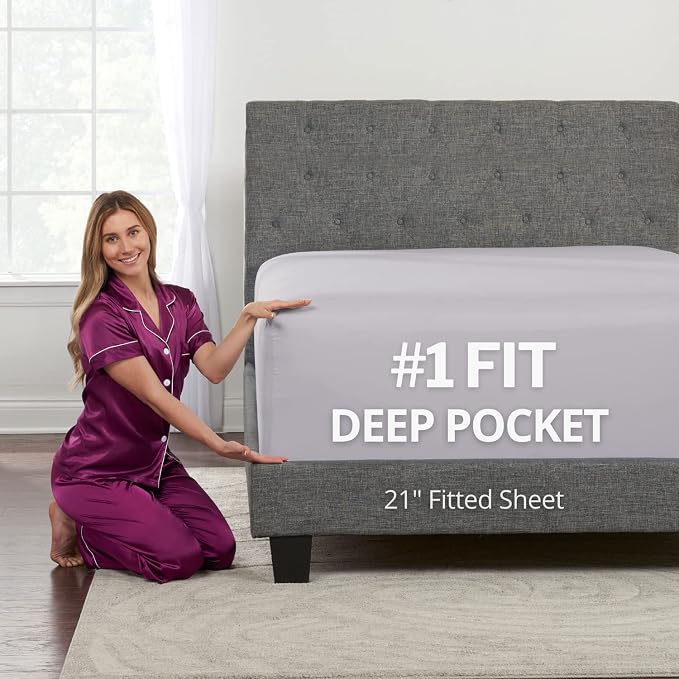 Queen Fitted Sheet Only Deep–Pocket – Extra Deep Pocket Queen Fitted Sheet – by DeaLuxeBedding