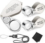 3 Pieces Illuminated Jewelry Loop Magnifier 10X 30X 40X Magnifier Loupe by Frienda