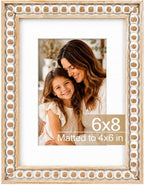 Solid Wood 6x8 Picture Frame Beaded Frame by QOTIB