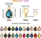 Cididu Crystal Birthstone Charms, Bulk Teardrop Beads Crystal Pendant Set - Image 2