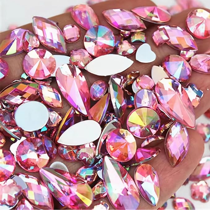 1000pcs AB Gems Rhinestones Non Hotfix Flatback Acrylic Gemstone Jewels by UYTRDVG