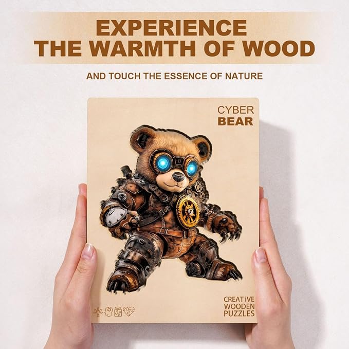 Cyber Bear Puzzles Adults Gifts Wooden 80 Pieces 8.5 * 7.4in - Image 8