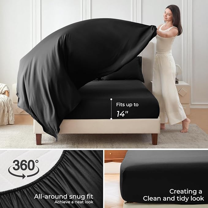 Sasttie Twin XL Comforter Set Black, 5 Pieces Twin XL Bed in a Bag, Complete - Image 4