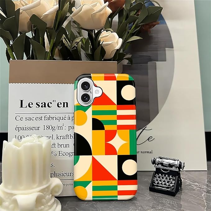 ZHEGAILIAN Case for iPhone 16, Geometric Colors Durable Shockproof Silicone + - Image 7