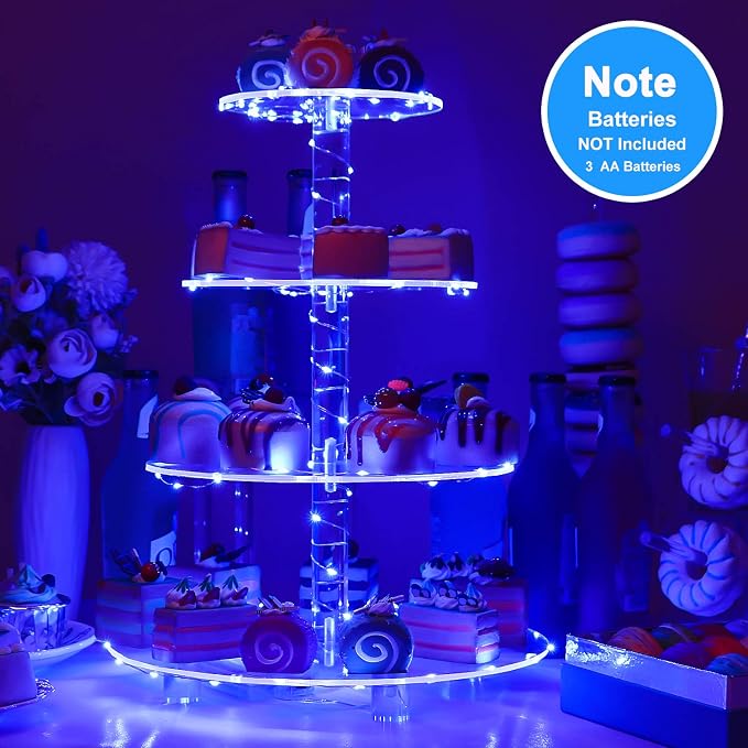 YestBuy 4 Tier Round Cupcake Stand – Premium Cupcake Holder – Acrylic Cupcake - Image 7