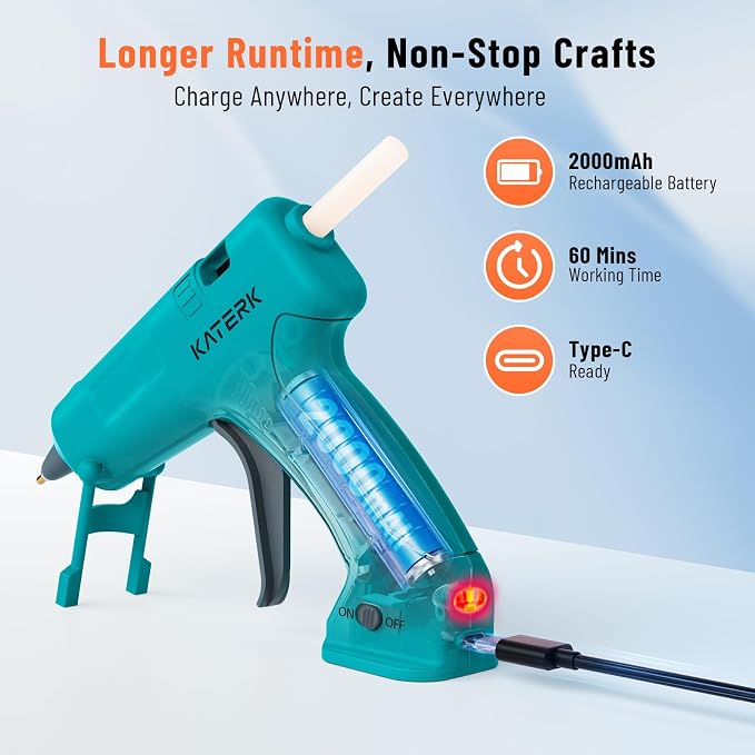 Katerk 3.7V Cordless Hot Glue Gun Kit - Image 4