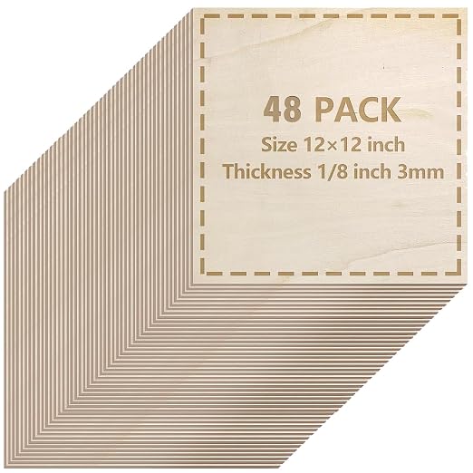 48 Pack Basswood Sheets 1/8 inch, 3mm Basswood by LeShang