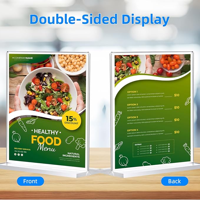 3 Pack Acrylic Sign Holder 8.5 x 11, Double-Sided Clear Sign Holder Plastic - Image 6