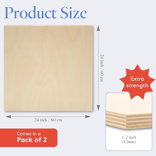 Baltic Birch Plywood 24 x 24 x 1/2 Inch - 12 mm Craft Wood - Image 2