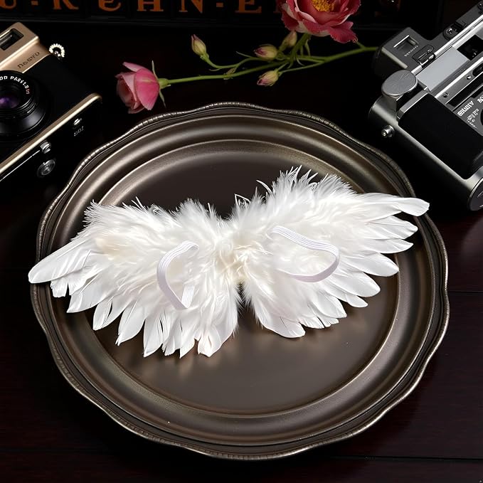 1 Pc White Mini White Angel Feather Wings Doll Feather Wings Photography Props - Image 3