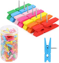 260 PCS Colorful Push Pin with Wooden Clips, Durable Wooden Push Pins, by Joyberg