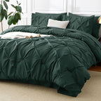 CozyLux Queen Comforter Set Forest Green, 7 Pieces Pintuck Bed in A Bag by CozyLux