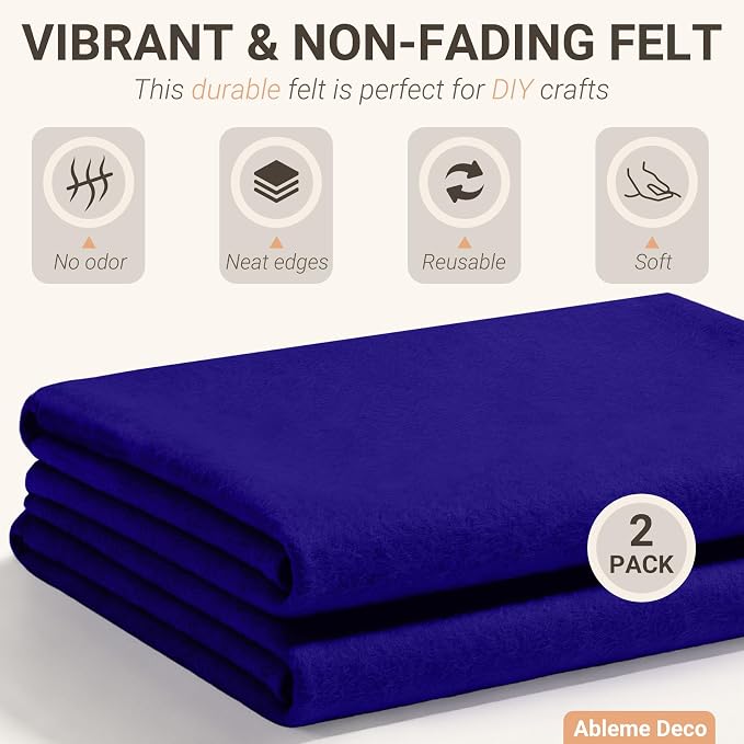 Felt Fabric Sheets 18" x 18" 1.6mm Soft Craft Felt, Royal Blue | Soft Precut - Image 3
