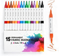 15 Dual Tip Fabric Marker Kit, Permanent Fabric Paint Markers | No-Bleed Fabric by Kato+Tirrinia