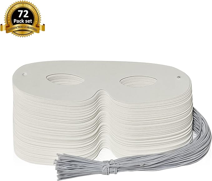 Lependor 72 Pack White Paper Eye Masks, Plain Masquerade Mask DIY Blank Masks - Image 3