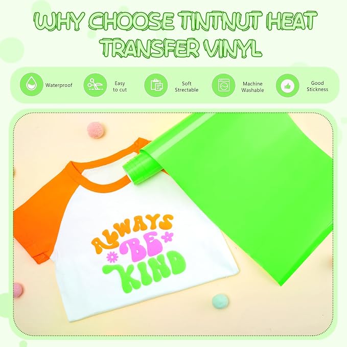 Tintnut Green Neon Puff Heat Transfer Vinyl Roll, easy cut & weed, stretch - Image 3