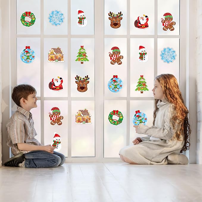 Renbuzhu 36PCS Christmas Crafts Bulk: Xmas Paper Suncatchers DIY Kit - Image 2