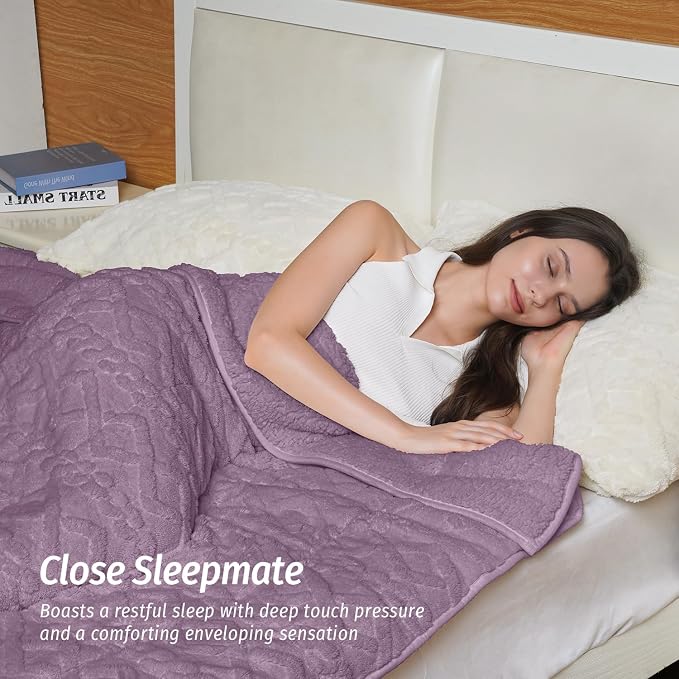 Wemore Weighted Blanket for Adults Twin Size 20 lbs, Dual Sided Soft Fuzzy - Image 3