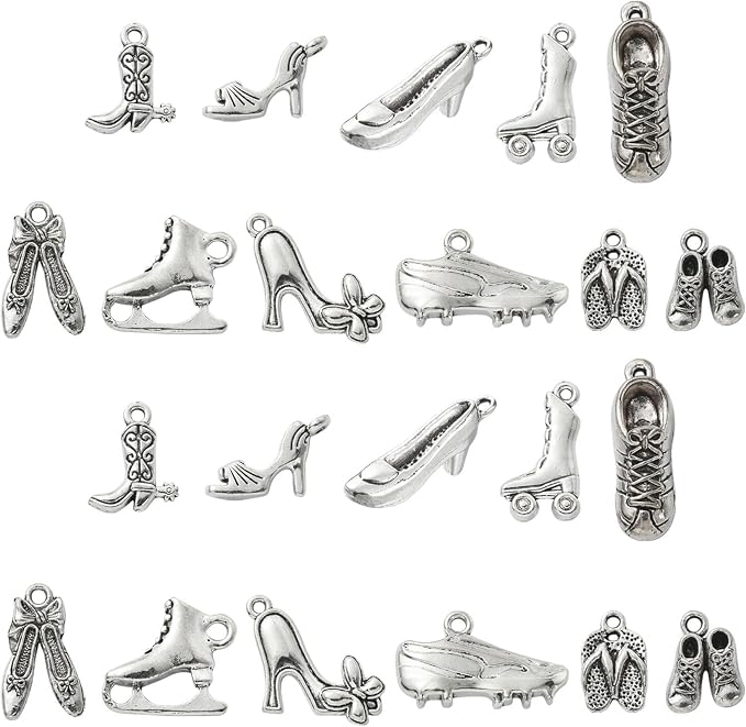 DanLingJewelry 120Pcs 12 Styles Tibetan Style High Heel Shoe Charms Boot Ballet by DanLingJewelry