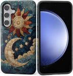 Case for Samsung Galaxy S24 Plus Case, Sun Moon Stars Faux Stained Glass Design by Kapadiy