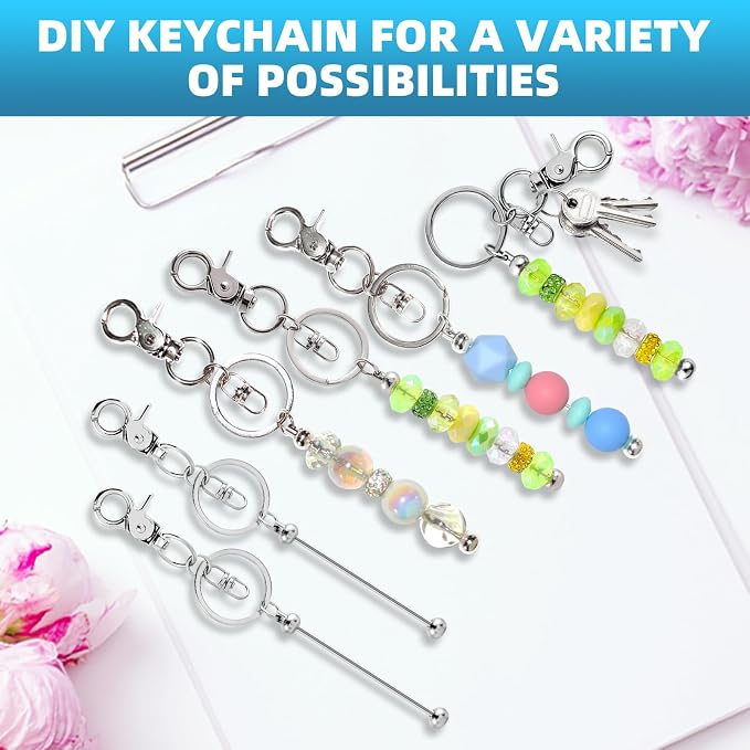 40 Pcs Beadable Keychains Bulk Kit – DIY Keychain Making Supplies - Image 5