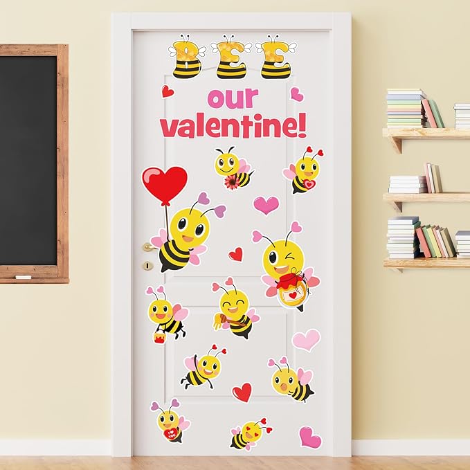 JarThenaAMCS Valentine' s Day Bee Classroom Door Decoration Bulletin Board Set - Image 4