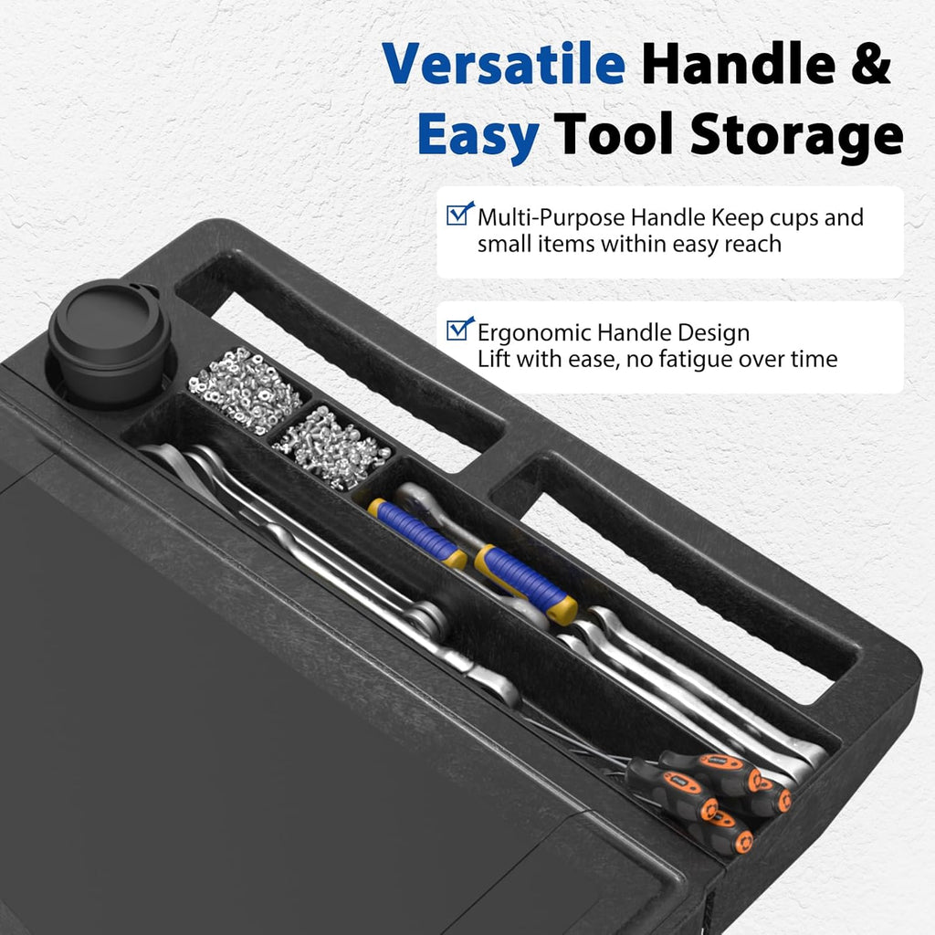 Heavy Duty Flat Top Utility Cart with Wheels 2-Tier Utility Plastic Service Work Cart for Shop, Garage, Warehouse, Maintenance 550 lbs