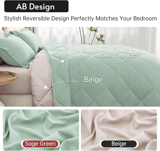MUXHOMO 7 Pieces Queen Comforter Set, Reversible Bed in a Bag Queen Size - Image 3