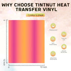 Tintnut Pink Yellow Gradient Heat Transfer Vinyl, Ombre pattern PU HTV Sheets - Image 2