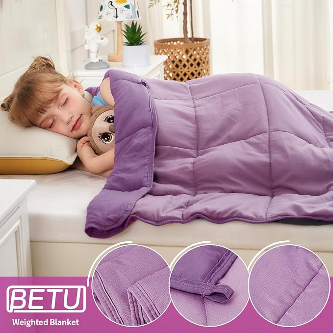 Purple Weighted Blanket Kids 3lbs, Cooling Heavy Throw Blanket - Image 5